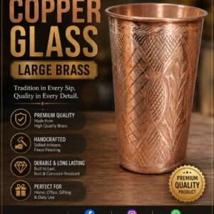 Pure Copper Engraved Glass 5 Inches (Large) – Handcrafted Traditional Tambay Ka Glass