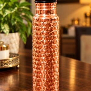 Pure Copper Water Bottle 700ml – Handcrafted Textured Design