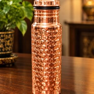 Pure Copper Water Bottle 500ml – Handcrafted Textured Design