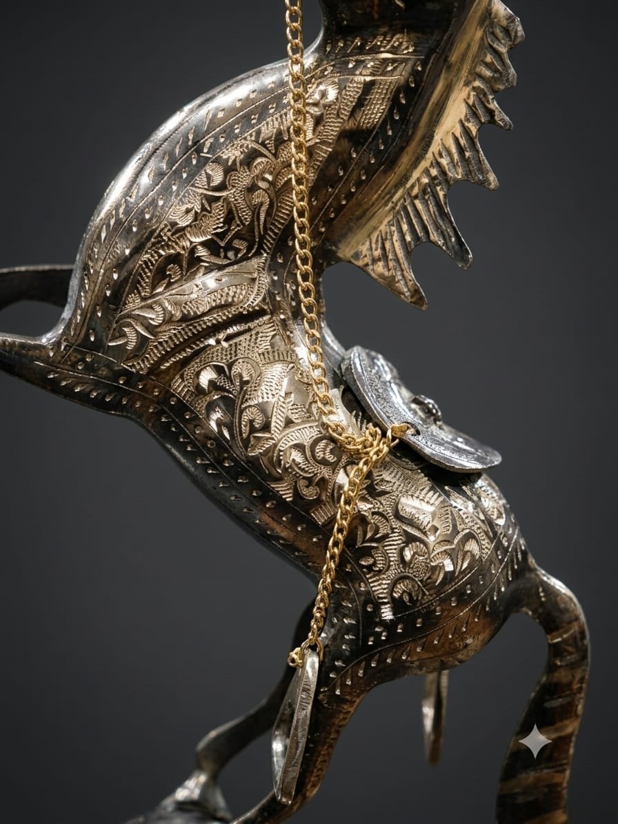 Handcrafted 8-Inch Standing Horse on Ball Solid Brass Statue - Engraved Royal Decorative Figurine - Image 3