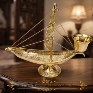 Handcrafted Nautical Brass Sailing Ship Candle Holder – Decorative Vintage Boat Figurine & Candle Stand