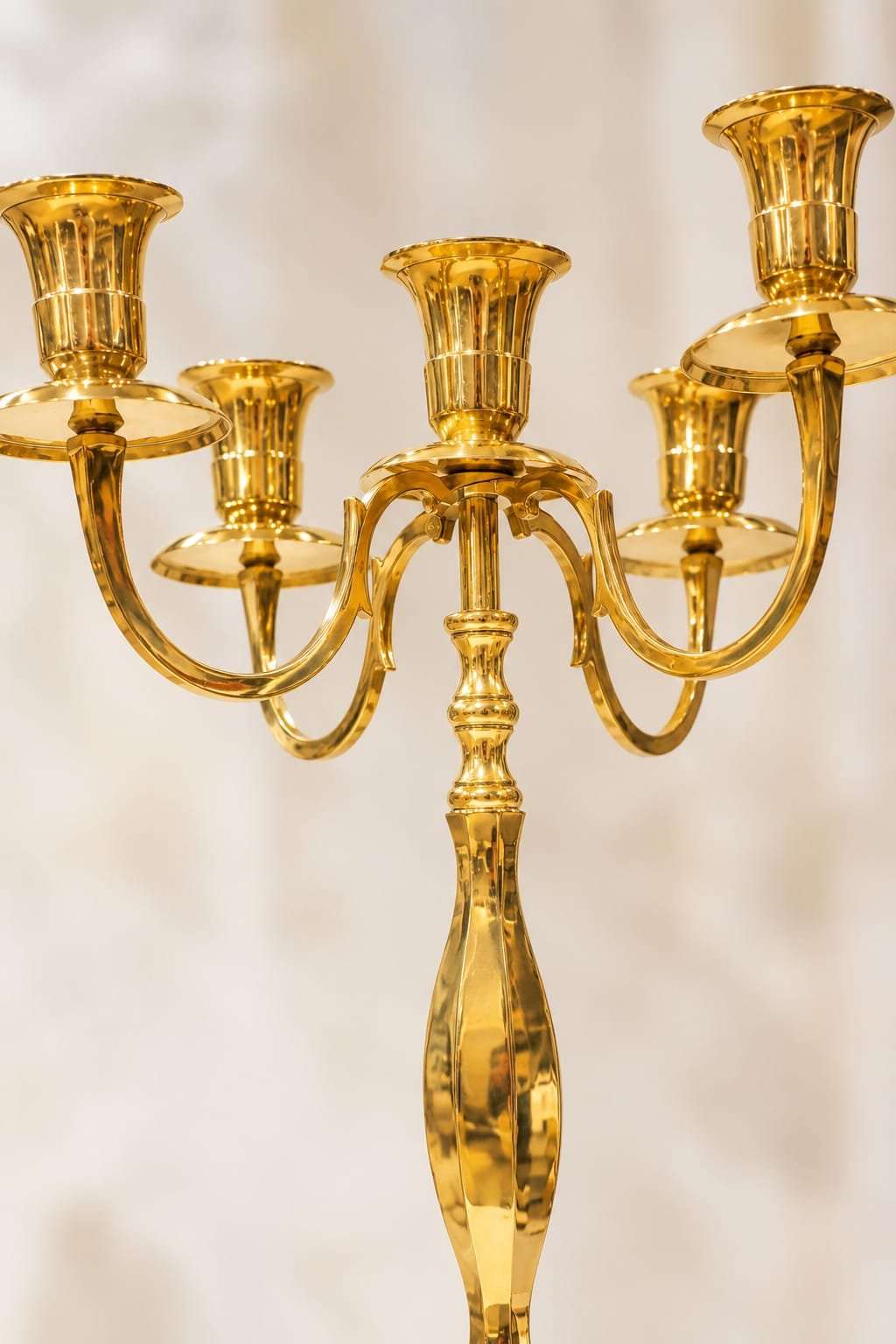 Luxurious Pure Brass 5-Arm Candelabra Candle Holder (20 Inches) – Large Royal Golden Peetal Candle Stand - Image 2