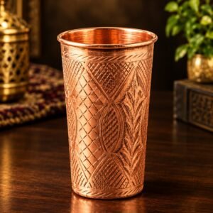 Pure Copper Engraved Extra Large Glass 6 Inches – Handcrafted Heavy Gauge Tambay Ka Glass